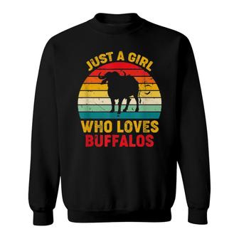 Just A Girl Who Loves Buffalos Retro Sunset Buffalos  Sweatshirt