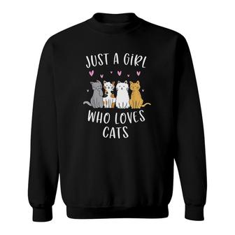 Just A Girl Who Loves Cats Cute Cat Lover Sweatshirt - Thegiftio UK