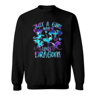 Just A Girl Who Loves Dragons Galaxy Dragon Lover Girls Sweatshirt | Mazezy CA