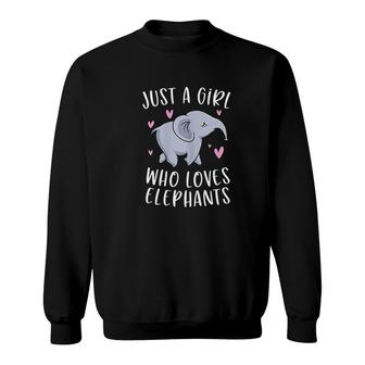 Just A Girl Who Loves Elephants Funny Elephant Gifts Girls Sweatshirt - Thegiftio UK