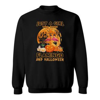 Just A Girl Who Loves Flamingo And Fall, Girl Loves Flamingo And Fall Sweatshirt | Mazezy