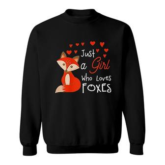 Just A Girl Who Loves Foxes Cute Looking Fox Sweatshirt - Thegiftio UK