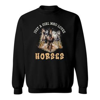Just A Girl Who Loves Horses Equestrian Girls Riding Horse Sweatshirt | Mazezy