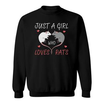 Just A Girl Who Loves Rats Owner Lover Heart Shape Rat Sweatshirt | Mazezy
