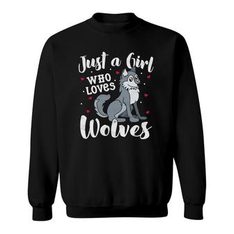 Just A Girl Who Loves Wolf Wolves Women Gift Mom Lover Sweatshirt | Mazezy