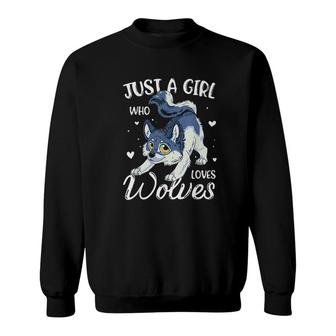 Just A Girl Who Loves Wolves Lovely Wolf Sweatshirt | Mazezy