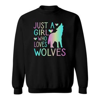 Just A Girl Who Loves Wolves Watercolor Style Teen Girl Sweatshirt | Mazezy