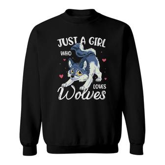 Just A Girl Who Loves Wolves Wolf Lover Women Sweatshirt | Mazezy