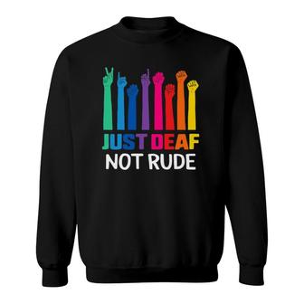 Just Deaf Not Rude Deaf Awareness Yellow Ribbon Asl Language Sweatshirt | Mazezy