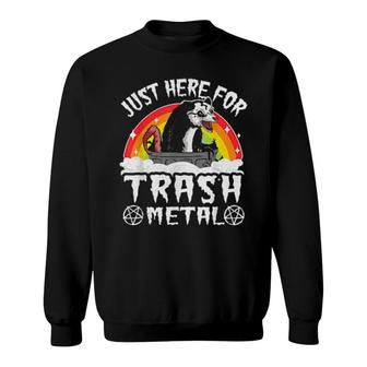 Just Here For Trash Metal Retro Rainbow Opossum Death Metal Sweatshirt | Mazezy