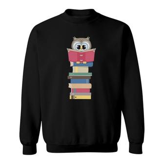 Kawaii Owl Reads Book - Reading Bookworm Library Book Lover Sweatshirt | Mazezy