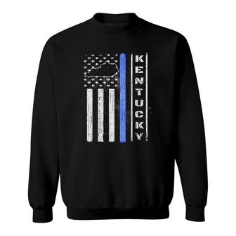 Kentucky Thin Blue Line Police Flag Cop Gifts Men Dad Sweatshirt | Mazezy
