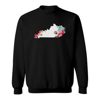 Kentucky Vintage Rose State Map Pride Patriotic Floral Sweatshirt | Mazezy