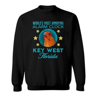 Key West Florida Alarm Clock Chicken Rooster Souvenir Sweatshirt | Mazezy