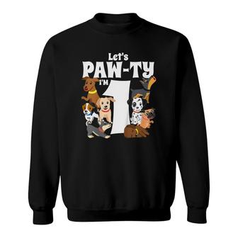 Kids 1 Year Old Dog Birthday Pawty Puppy Dogs 1St Party Gift Idea Sweatshirt