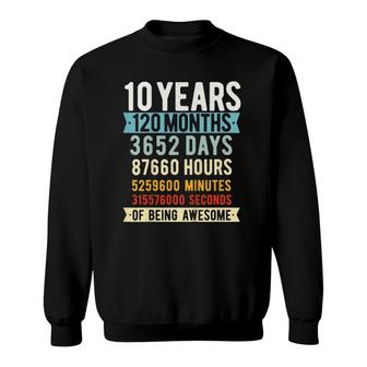 Kids 10Th Birthday 10 Years Old Vintage Retro 120 Months Sweatshirt | Mazezy