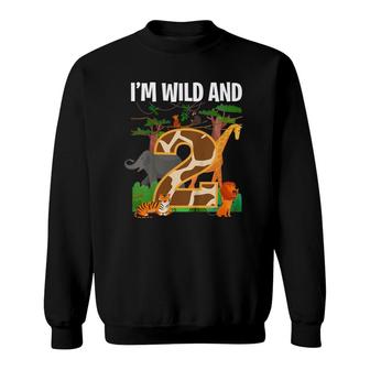 Kids 2 Years Old Zoo Birthday Safari Jungle Animal 2Nd B-Day Sweatshirt | Mazezy