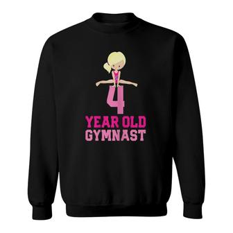 Kids 4 Years Old Gymnast Girls Gymnastics Birthday Sweatshirt | Mazezy