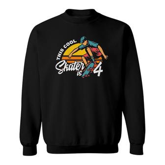 Kids 4Th Birthday Vintage Gift Boys Kids Skater Skateboard Fan Sweatshirt | Mazezy