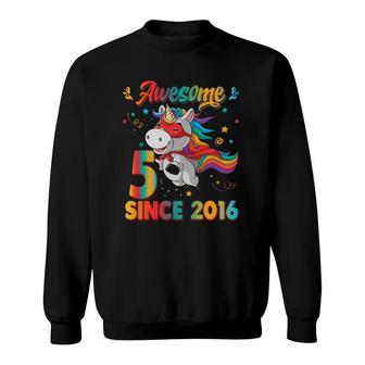 Kids 5 Years Old Unicorn Superhero Rainbow 5Th Birthday Party Sweatshirt | Mazezy