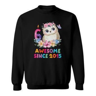Kids 6 Years Old 6Th Birthday Owl Theme Birthday Party Sweatshirt | Mazezy