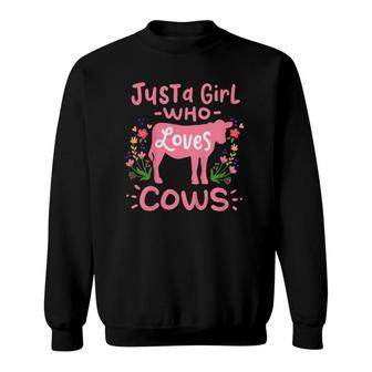 Kids Cow Just A Girl Who Loves Cows Gift Sweatshirt | Mazezy