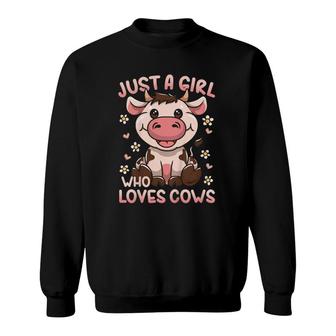 Kids Cow Just A Girl Who Loves Cows Sweatshirt | Mazezy