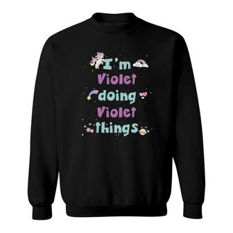 Kids Cute Violet Personalized First Name Girls Sweatshirt | Mazezy UK