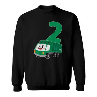 Kids Garbage Truck Second 2Nd 2 Birthday Party Gift Sweatshirt | Mazezy