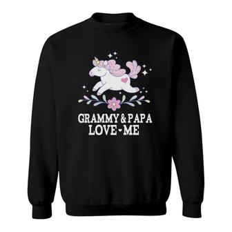 Kids Grammy And Papa Love Me Granddaughter Unicorn Sweatshirt | Mazezy