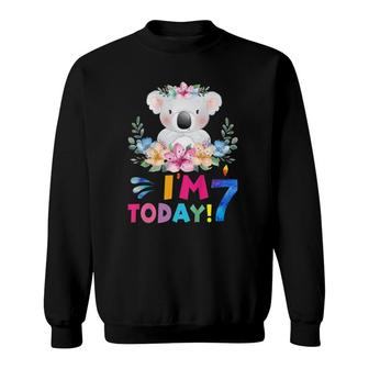 Kids I Am 7 Today Koala Birthday Party Girl 7Th Birthday Outfit Sweatshirt | Mazezy CA