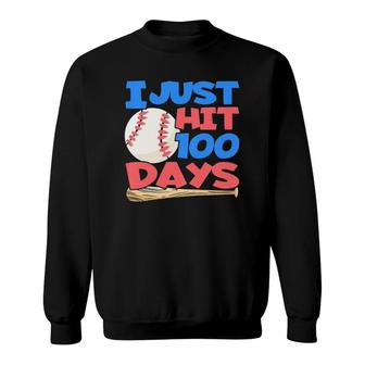Kids I Just Hit 100 Days - 100 Days Of School Baseball Sweatshirt | Mazezy