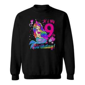 Kids It's My 9Th Birthday 9 Years Old Mermaid Theme Party Outfit Sweatshirt | Mazezy