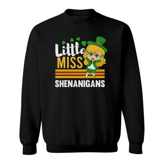 Kids Little Miss Shenanigans Enthusiast St Patrick's Day Girl Sweatshirt | Mazezy