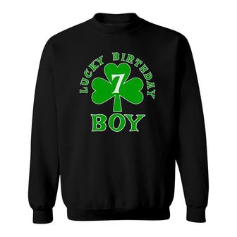 Kids Lucky Birthday Boy Age 7 St Patrick's Birthday Tee Sweatshirt | Mazezy