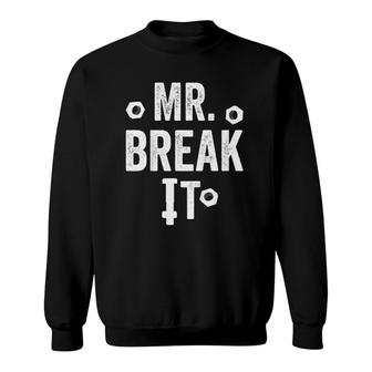 Kids Mr Break It Vintage Dad Son Matching Gift Fathers Day Sweatshirt | Mazezy UK