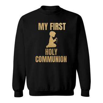 Kids My First Communion 2022 Kids Boy Cross Gift Catholic Sweatshirt | Mazezy