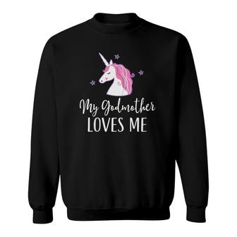 Kids My Godmother Loves Me Unicorn Goddaughter Sweatshirt | Mazezy