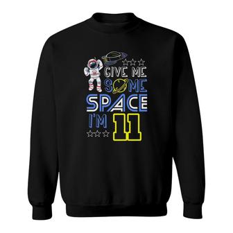 Kids Outer Space 11 Years Old 11Th Birthday Space Ship Planet Party Sweatshirt | Mazezy