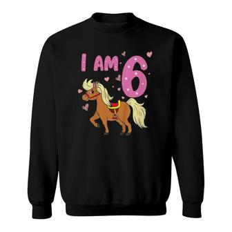 Kids Pony Girl 6Th Birthday Horse 6 Years Old Girls Pony Birthday Sweatshirt | Mazezy