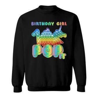 Kids Pop It 1St Year Old Birthday Girl Unicorn Pop It Girls Sweatshirt | Mazezy