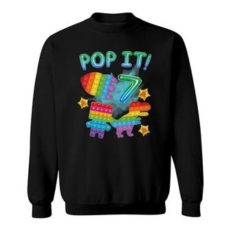 Kids Pop It 7Th Birthday Boys 7 Years Oldrex Dino Space Fidget Sweatshirt | Mazezy