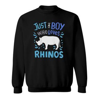 Kids Rhino Rhinoceros Just A Boy Who Loves Rhinos Gift Sweatshirt | Mazezy