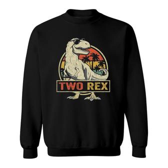 Kids Two Rex 2Nd Birthday Gift Second Dinosaur 2 Years Old Sweatshirt | Mazezy