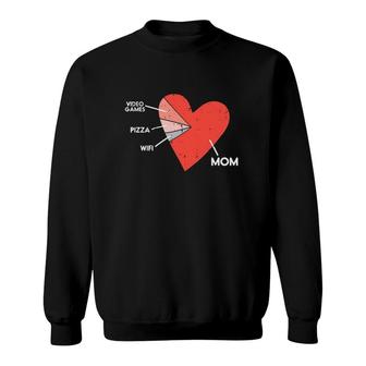 Kids Video Games Gift Pizza Wifi Mom Heart Kid Baby Boy Valentine's Day Gift Sweatshirt | Mazezy