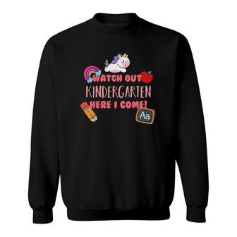 Kids Watch Out Kindergarten Here I Come Unicorn Funny Sweatshirt | Mazezy CA