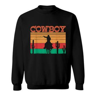 Kids Western Cowboy Rodeo Horse Retro Vintage Roping Cowboy For Men & Women Sweatshirt | Mazezy