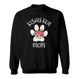 Kishu Ken Mom Floral Dog Paw Gift For Her Sweatshirt | Mazezy