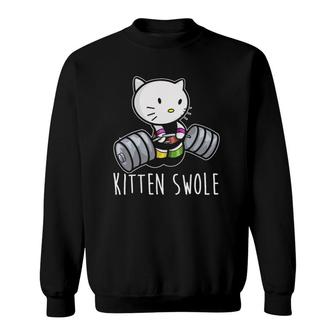 Kitten Swole Cat Powerlifting Weightlifting Gym Training Sweatshirt | Mazezy