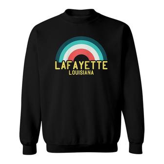 Lafayette Louisiana Vintage Retro Rainbow Raglan Baseball Tee Sweatshirt | Mazezy